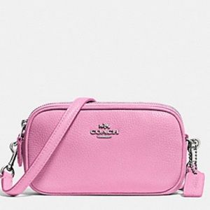 Coach Crossbody Pouch in Pebble Leather Pink